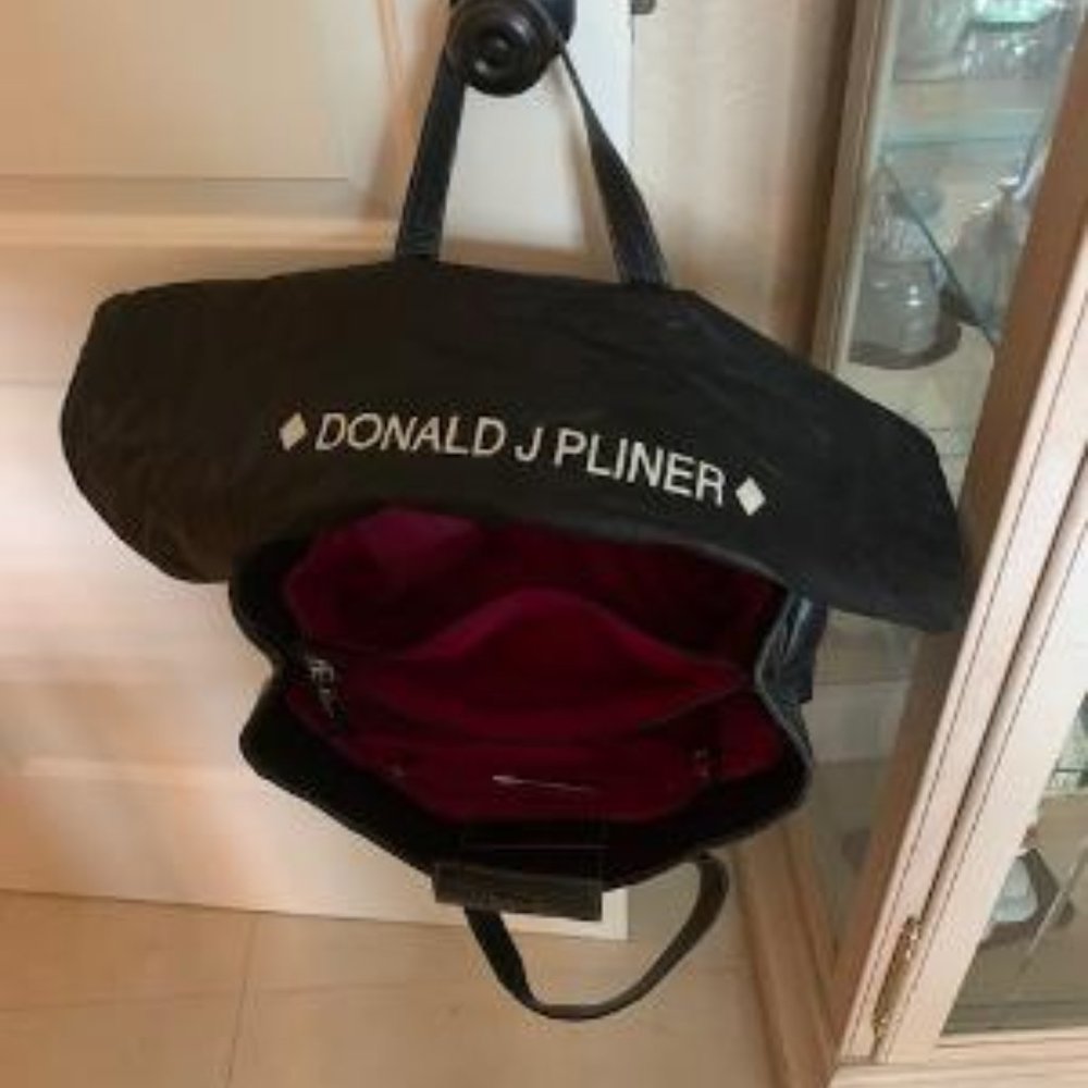 Donald Pliner Black Leather Handbag with Cover